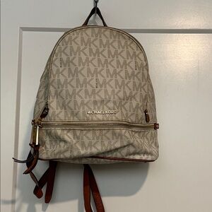 Michael Kors Beige and Brown Backpack